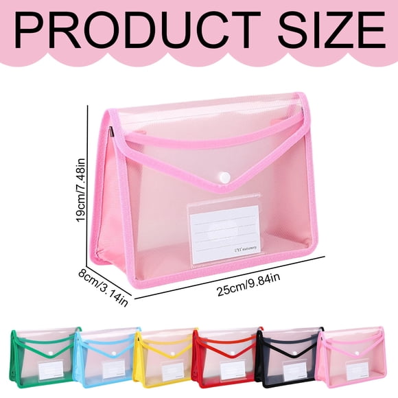 XIANXIAN 4 Pack Plastic Expanding File Folder, Folders for Documents with Button, Colorful File Folder Organizer Holder, Transparent Accordion File Pouch,Large Capacity, Fit Letter/A4 Size D*4