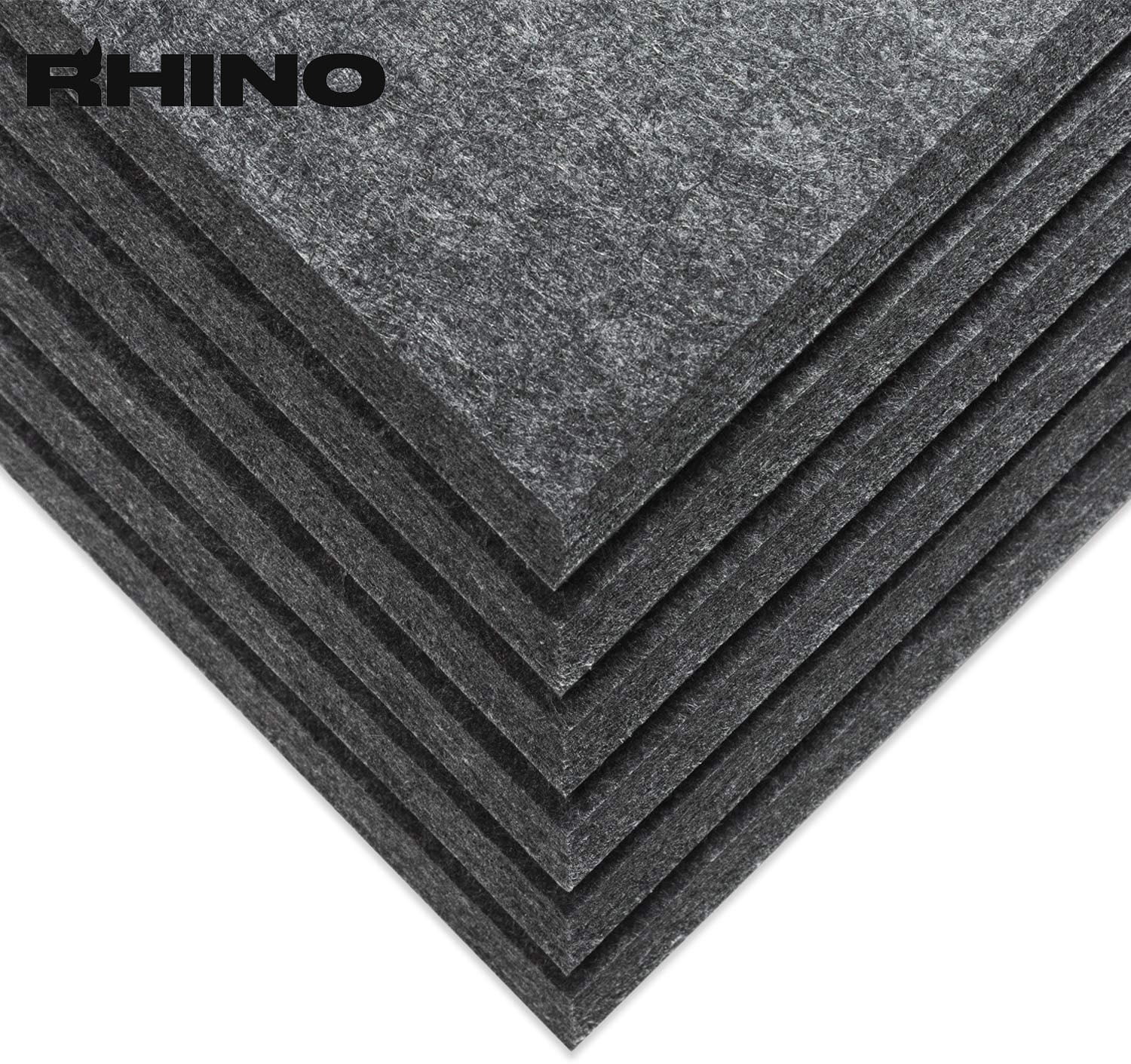 RHINO Acoustic Panel Gray 16" x 12" x 0.4" Thick NRC Sound Bass Isolation 6 Pieces Beveled Edges