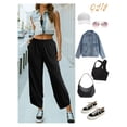 thumbnail image 5 of Anygrew Womens Baggy Wide Leg Pants Elastic Waisted Casual Palazzo Harem Pants Summer Beach Trousers with Pockets S-XXL, 5 of 9