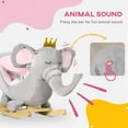 thumbnail image 4 of Qaba Baby Rocking Horse Elephant Rocking Chair Toddler Rocker Toy with Sound Wooden Base Seat Safety Belt for 1.5-3 Year Old, Gray, 4 of 9