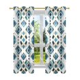 thumbnail image 7 of Yayeee Window Curtains Light Filtering 63"x42" Grommet Panel Pair Home Living Room Decor, Green Geometric Pattern, 7 of 7