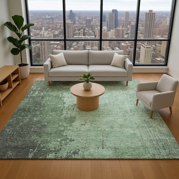 Addison Rugs Mayfield Premium Machine Washable Transitional Abstract Seafoam Rectangle Rug, 9' x 12'
