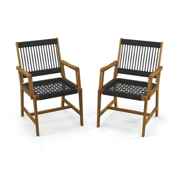 Kadyn All-Weather Patio Chairs, Dining Chairs,Set of 2 Patio Acacia Wood Dining Chairs with Armrests for Lawn Yard