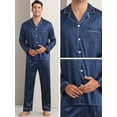 thumbnail image 4 of DARING DIVA Men's 2-Piece Homewear Button Down Long Sleeve Shirt L Navy Blue, 4 of 6
