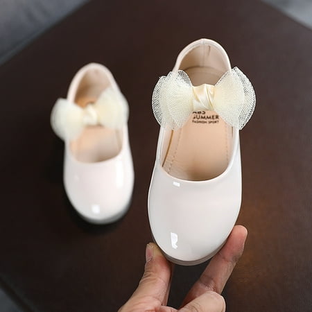 

Tawop Beige Mary Jane Shoes for Toddler Infant Kids Baby Girls Soft Princess Knot Faux Leather Flat Shoes Dress Shoe Gift for Children s under 10