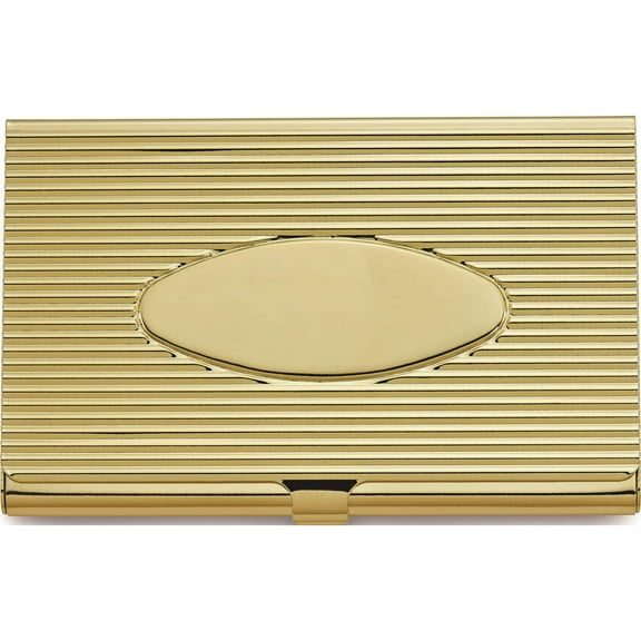 Fashion Brass-Plated Ribbed Business Card Case (4 X 2.75) Made In China gl8029