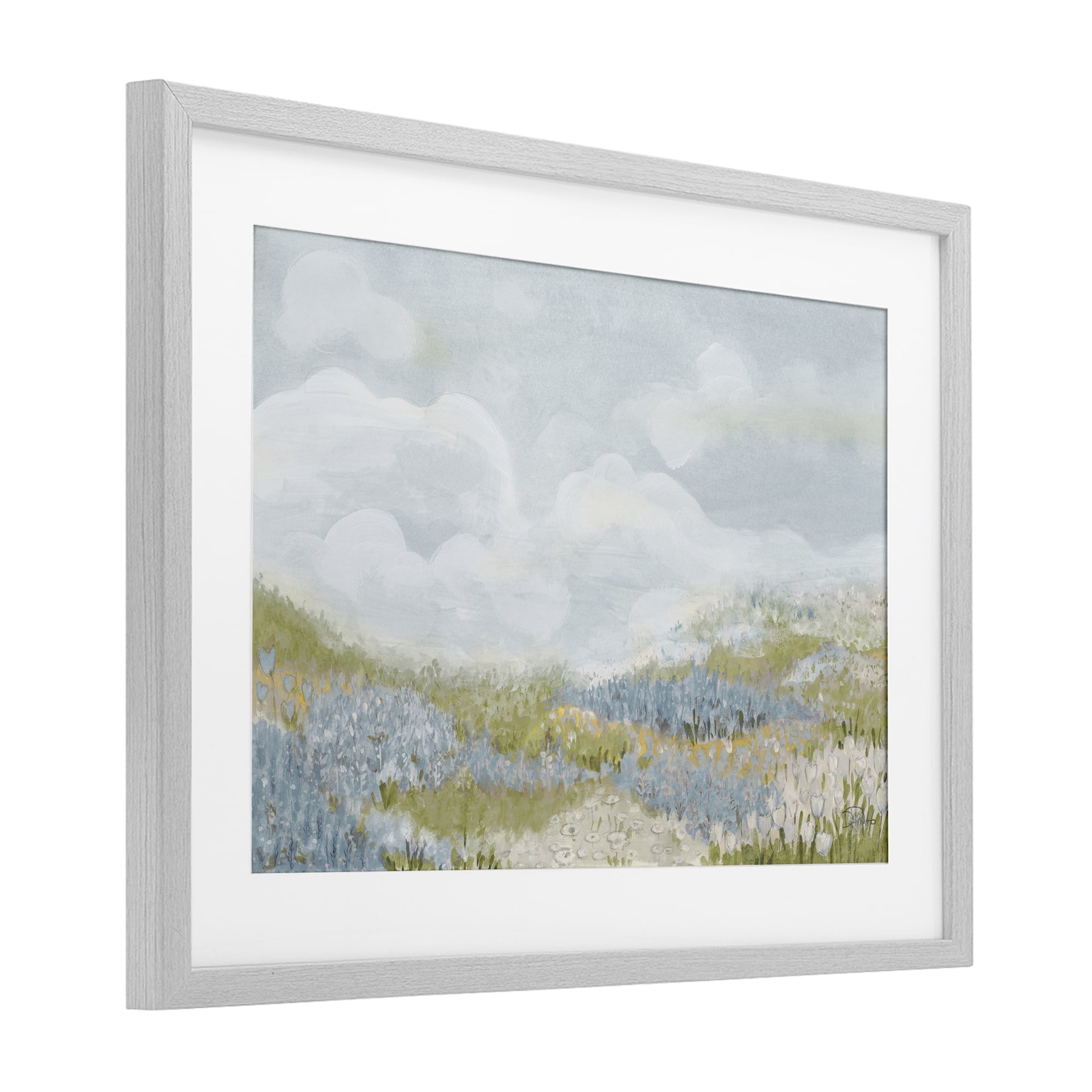Stupell Industries Blue Floral Meadow Gray Framed Print Under Glass, design by Patricia Pinto