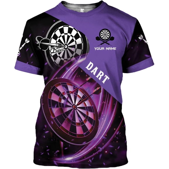 Personalized Dart Shirts Men Women 3D Polo Custom Name Team Jersey Funny Dartboard Shirt S-5XL Gifts (Purple, XL)