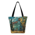 thumbnail image 3 of Fotbe Impressionist Village Sky Pattern Beach Tote,Shoulder Handbag,Spacious Tote Bag,Lightweight Travel Bag,Versatile Shopping Bag, 3 of 9
