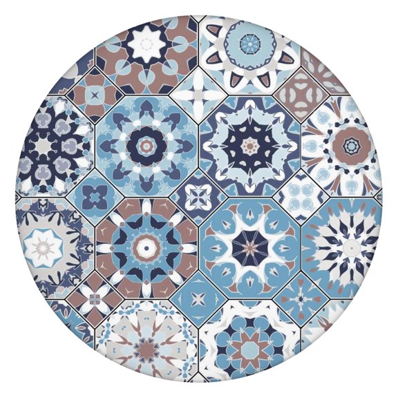 Round Elastic Tablecloth,Waterproof Table Cover,Boho Table Cloth Fits 45"-52" Round Tables for Dinner, Outdoor, Picnic, Flowers