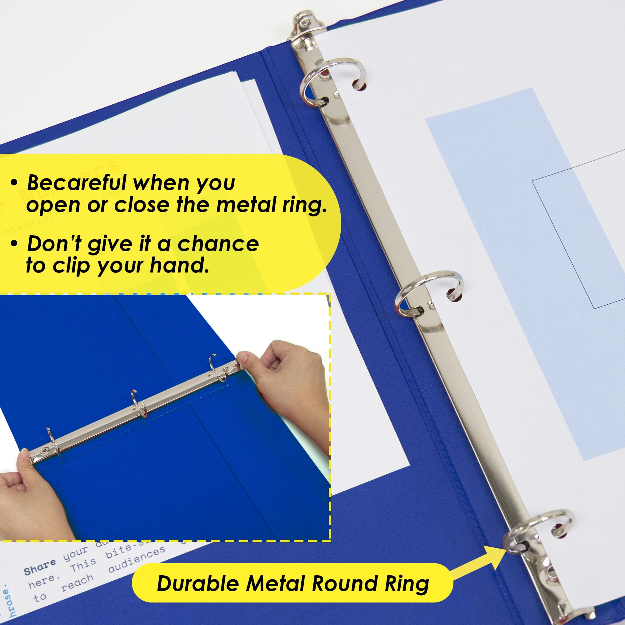 BAZIC 3 Ring Binder 1/2" Economy View Binders Blue, Hold 175 Sheets, 4-Count