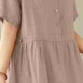 thumbnail image 6 of Zpanxa Casual Summer Dress Women Solid Color Linen Cotton Short Sleeve Lapel Collar Relaxed Shirt Dress, 6 of 8