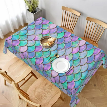 

Table Cloth Rectangle Table Retro Green Pink Fish Scale Tablecloth 60 x 90 Inch Wrinkle Resistant Decorative Fabric Table Cover for Dining Party Indoor Outdoor
