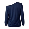 thumbnail image 4 of Uhndy Women's One Shoulder Long Sleeve Loose Casual Plain Sweatshirt-LQ, 4 of 4