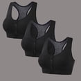 thumbnail image 2 of Sports Bra With Sewn In Pads For Women 3 Rack High Support Padded Racerback Bras Zip Front Back Mesh Solid Color No Underwire Workout Yoga Bra, 2 of 6
