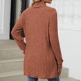 thumbnail image 4 of Itsame Women Cardigan Sweaters Loose High Neck Pullover Sweater Long Sleeve Pocket Solid Color Relaxed Sweatertop Orange Size M, 4 of 5