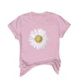 thumbnail image 5 of Pxiakgy Hot Sale!! Short Sleeve T Shirt for Women Trendy Sunmmer 2025 New Women's Spring Round Neck Flower Printed Loose Casual Short Sleeve T Shirt Pink L, 5 of 5