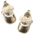 thumbnail image 3 of Antheron Baby Girls Mary Jane Flats Soft Sole Infant Moccasins Floral Sparkly Toddler Princess Dress Shoes, 3 of 6