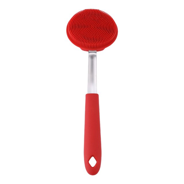 Hxlamzoo Non-Scratch Silicone Pot Scrubber for Non-Stick Cookware - Durable Dish Cleaning Brush with Ergonomic Handle, Safe for Coatings, Easy Storage