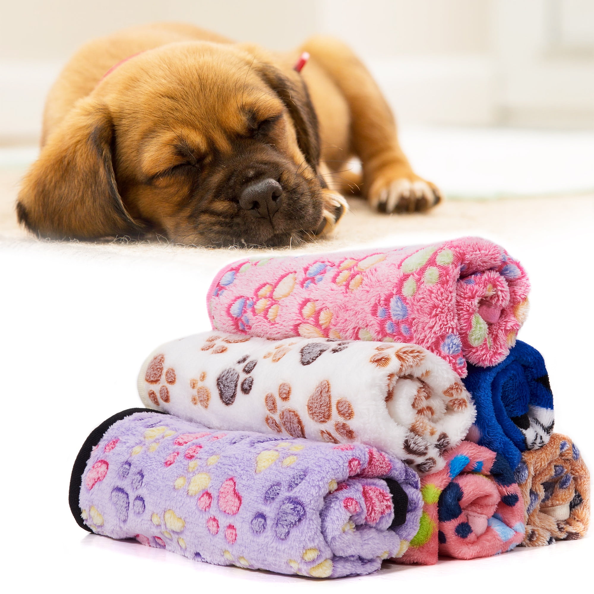 NEW fleece dog animal paw print baby toddler bedding blanket PICK COLOR & SIZE 