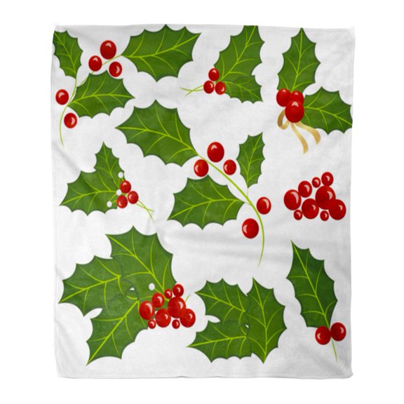ASHLEIGH Flannel Throw Blanket Green Hanging Christmas Mistletoe Holiday Flower Red Blank Cartoon Soft for Bed Sofa and Couch 50x60 Inches