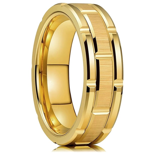 Anillo de fibra de carbono para boda de tungsteno con borde biselado de ranura de Color dorado de 8mm para hombre, anillo de acero inoxidable con rueda de engranaje Punk para hombre Tan Jianjun unisex