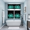 thumbnail image 4 of Teal Flower Kitchen Curtains Valances and Tiers Set of 3 Transparent Flowers Tier Curtains and Valance with Rod Pocket for Small Windows, 27.5"x24", 4 of 9