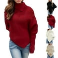 thumbnail image 4 of Turilly Women's Irregular High Neck Sweaters Button Shirt Knitted Shawl Top, 4 of 4