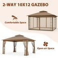 thumbnail image 5 of EAGLE PEAK 13 ft. W x 11 ft. D Double Roof Outdoor Patio Gazebo with Mosquito Net,Brown, 5 of 8