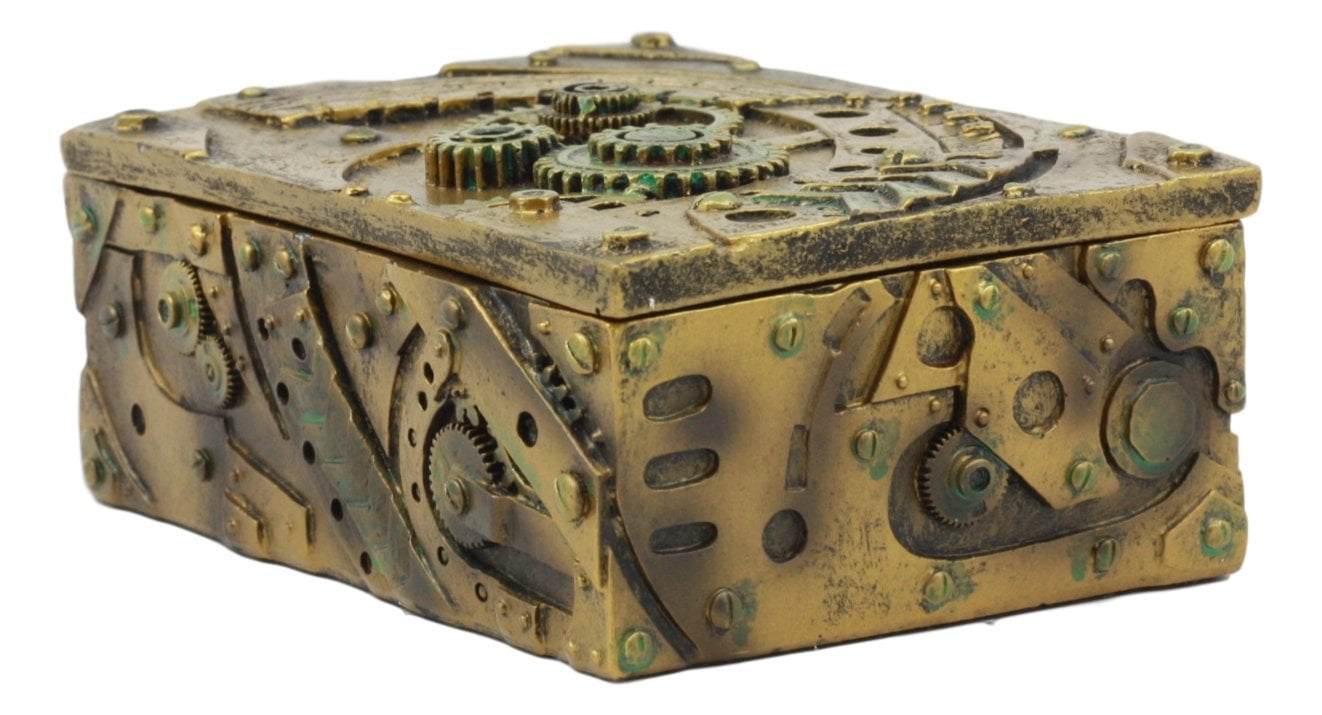 Ebros Steampunk Mechanical Gears Clockwork Vintage Design Jewelry Box Figurine 5" L Science Fiction Steampunk Trinket Box