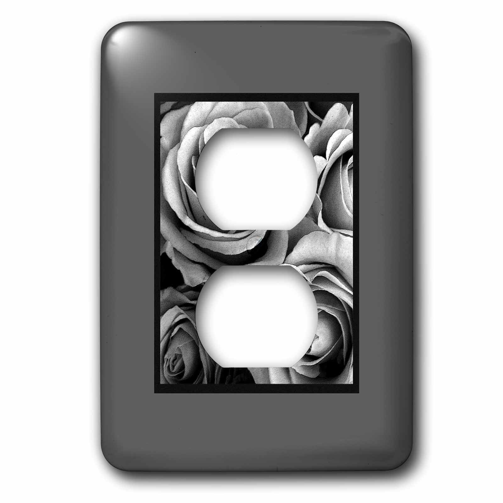3dRose lsp_29963_6 Two Plug Outlet Cover with Silver Grey Roses Surrounded by a Rich Grey Frame 3dRose lsp_29963_6 Two Plug Outlet Cover with Silver Grey Roses Surrounded by a Rich Grey Frame