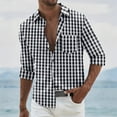 thumbnail image 2 of Mens Sweatshirt 2025 Mens Gingham Button Down Shirt Long Sleeve Dress Shirts Business Casual Patchwork Checkered Shirts with Pockets, 2 of 6