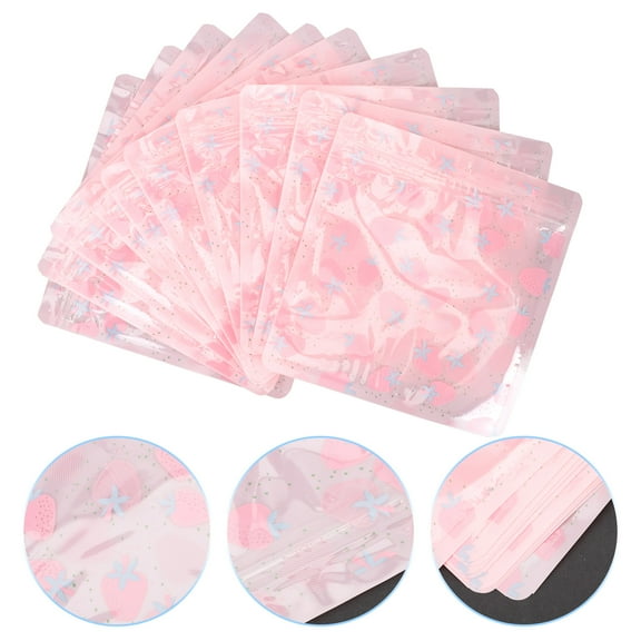 Raindrops Pink Selfsealing Snack Bags for Food Storage with Cartoon Pattern Resealable and Reusable 10pcs