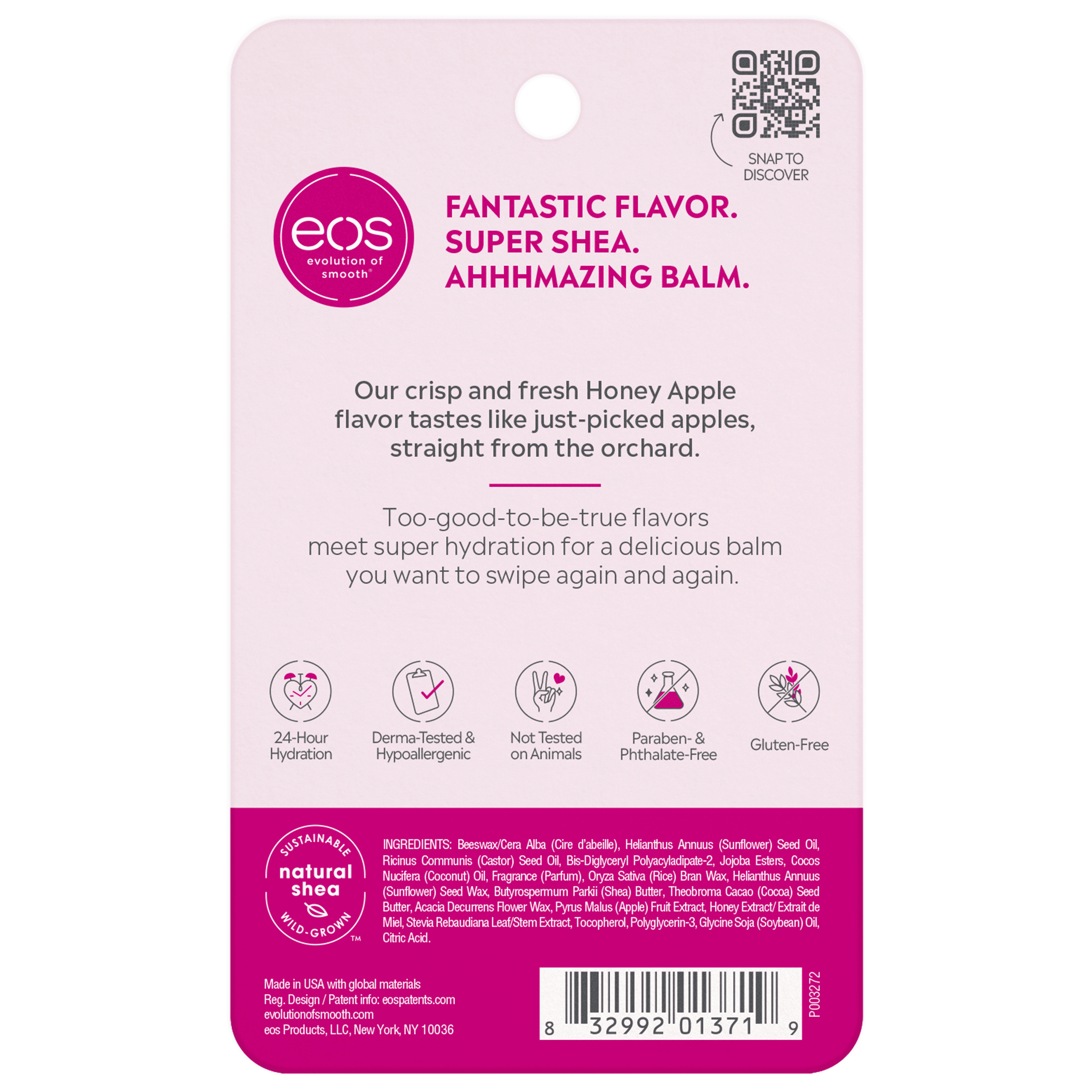 eos Visibly Soft Lip Balm, Honey Apple, Deelp Hydrates for Softer Lips, 0.25oz
