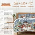 thumbnail image 6 of Blue Merry Snowman Christmas Bedding Duvet Cover Set Full Size 4 Pieces Xmas Tree Snowflake Bird Deer Bedding Set with Zipper Closure, 1 Comforter Cover 86x86 Inches 1 Flat Sheet & 2 Pillow Cases, 6 of 7
