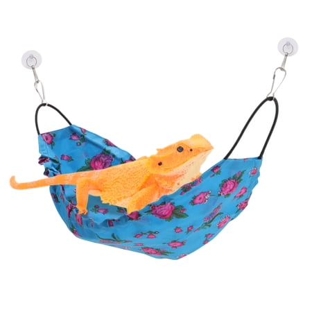 Unique Bargains Bearded Dragon Hammock Lizard Hammock with Suction Cups and Hooks Bearded Dragon Tank Accessories Reptile Lounger for Chameleon Geckos 1 Set Blue Floral