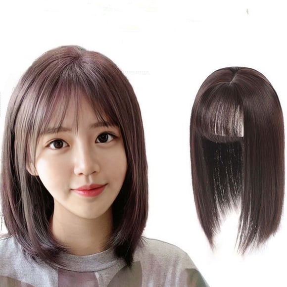 Perruques Sans Colle,Perruque À Frange Pcs Simulation De Mèches De Cheveux Sur Le Dessus De La Tête Patch De Cheveux Augmentation Des Cheveux Synthétique Résistant À La Chaleur HWRETIE HWRETIE