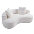 thumbnail image 4 of DEALTOPS 80" Curved Boucle Floor Sofa, 3-Seater Boneless Cloud Couch with 2 Pillows, No Assembly, Beige, 4 of 7
