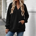 thumbnail image 2 of HAiming Sweatshirts for Women Long Sleeve V Neck Solid Color Casual Blouses with Pockets Fall Winter Workout Tops, 2 of 9