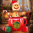 thumbnail image 2 of Gymax 7 Ft Christmas Inflatable Blow up Pre-Lit Gingerbread Man in Mug w/ Gift Boxes, 2 of 10