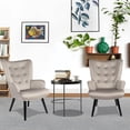 thumbnail image 2 of Modern Corduroy Accent Chair Set Of 2, High Back Gray Wingback Chairs - Plush Tufted Lounge Chair for Living Room, Bedroom, Waiting Room, 2 of 8
