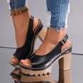 thumbnail image 2 of Dakaela Platform Heeled Sandals for Women with Adjustable Slingback Strap Open Toe Dressy Summer Vacation Beach Wedges Size 6-10 Black, 2 of 7