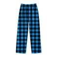 thumbnail image 5 of Ltctricy Children's Fuzzy Fleece Pants Boys Girls Elastic Waist Wide Leg Plaid Flannel Pants Plush Warm Bottoms(Blue,13-14 Years), 5 of 5