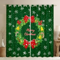 jejeloiu Merry Christmas Bell Red Bowtie White Snowflake Blackout Curtains, Pack of 2 (42x63 Each), Super Cozy Girls Bedroom Decor