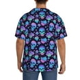 thumbnail image 3 of Pofeuu Skull flower funny Print Mens Casual Short Sleeve Shirts Beach Summer Spread Collar Pocket Tops Men's Casual Short-sleeved Shirt-3X-Large, 3 of 5