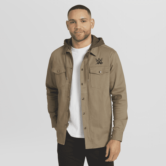 Men's Darius Rucker Collection by Fanatics Tan WWE Logo Full-Snap Hooded Jacket