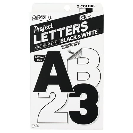 UPC: 0672125014424 | ArtSkills 2.5  Paper Letters and Numbers  Black and White  335Pc  Poster Board Accessories