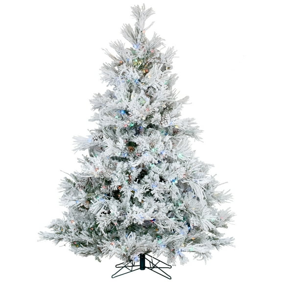 Vickerman 9' Flocked Alberta Artificial Christmas Tree, Multi-Colored LED Lights