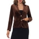 thumbnail image 1 of BLAZER DE VELVET VINTAGE CHIC PARA MUJERES CON SOLAPA Y BOTONES, CHAQUETA PARA TRABAJAR, TALLA 2XL, COLOR MARRÓN, 1 of 6