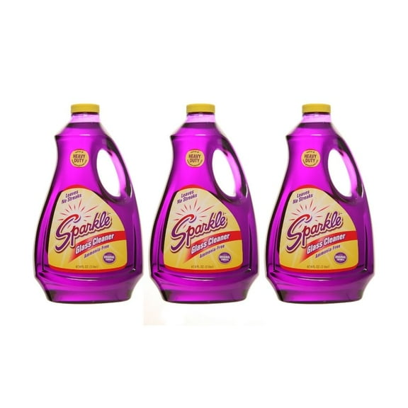 Sparkle Glass Cleaner Spray Refill 67.7 Ounce Bottle, Ammonia-Free Original Formula Heavy Duty Glass Cleaner, Leaves No Streaks, 2 Liter Refill Bottle (Pack of 3)